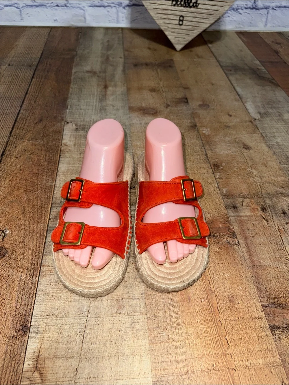 Tory Burch Two Band Flat Espadrille Suede Slide Sandal in Bright Samba 7.5